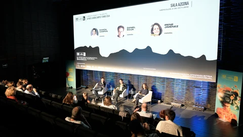 Daniel Écija y Ramón Campos en un momento de la charla en Iberseries & Platino Industria