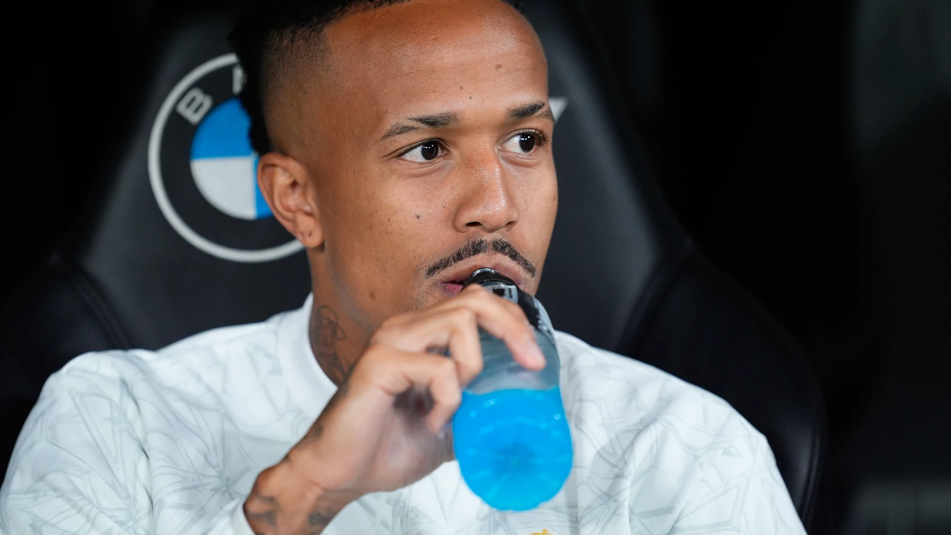 Eder Militao of Real Madrid looks on during the Spanish League, LaLiga EA Sports, football match played between Real Madrid and Villarreal CF at Santiago Bernabeu stadium on October 5, 2024, in Madrid, Spain. AFP7 05/10/2024 ONLY FOR USE IN SPAIN