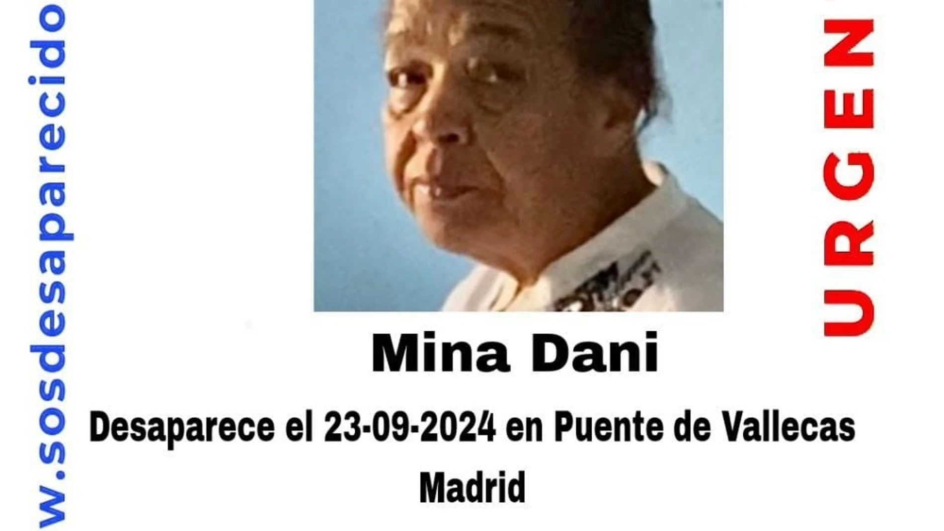 Buscan a una mujer de 61 años desaparecida el día 23 de septiembre en Vallecas REMITIDA / HANDOUT por SOS DESAPARECIDOS Fotografía remitida a medios de comunicación exclusivamente para ilustrar la noticia a la que hace referencia la imagen, y citando la procedencia de la imagen en la firma 07/10/2024
