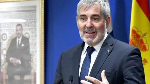 El presidente canario, durante la rueda de prensa ofrecida junto a Bourita