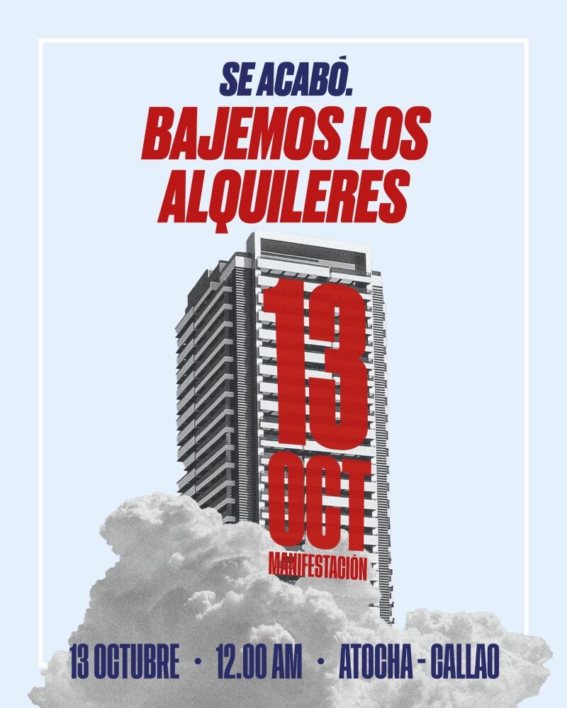 Cartel de la Manifestación contra la subida de los alquileres en Madrid