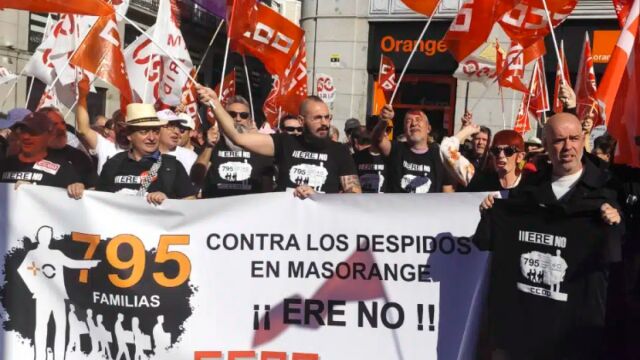 Protesta de trabajadores de MasOrange el pasado sábado en Madrid