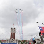 Exhibición aérea durante el Día Nacional en Taipéi