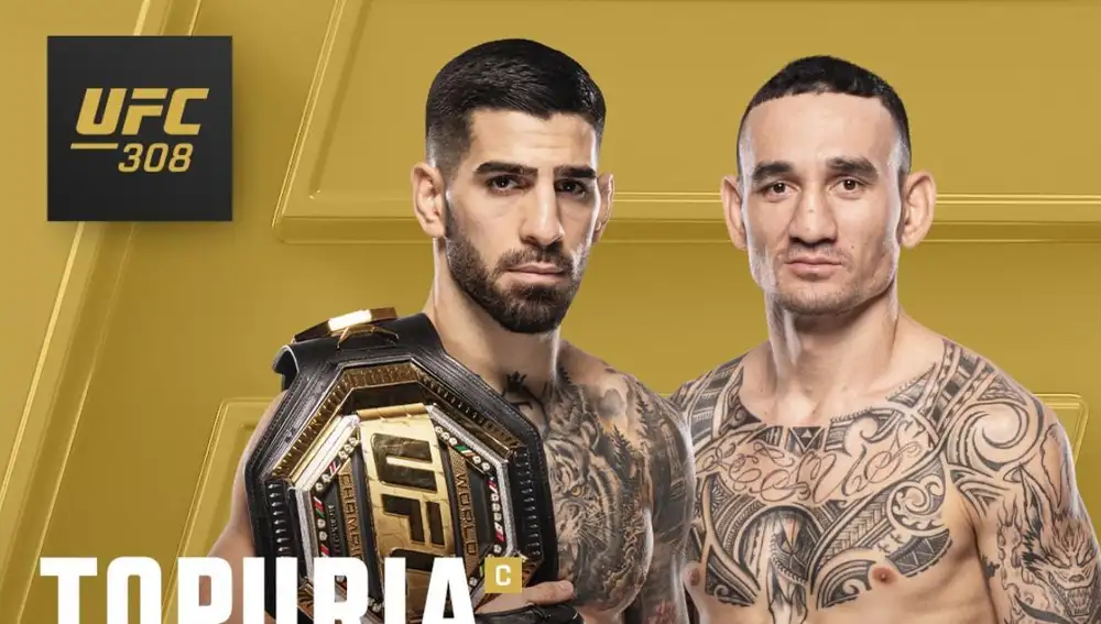 Cartel de la pelea, Topuria vs Holloway.