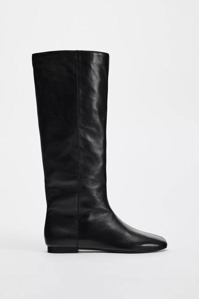 Bota plana piel
