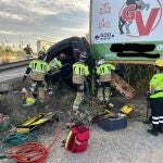 Herido al accidentarse el coche que conducía y quedar atrapado en su interior en Molina de Segura (Murcia)