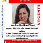 La asociación 'sosdesaparecidos' ha lanzado un mensaje de ayuda para tratar de localizar a Janice Medina Pérez, una mujer de 34 años desaparecida en Las Palmas de Gran Canaria