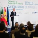 El presidente gallego, hoy, en el XIII Plenario de la Comunidad de Trabajo Galicia-Norte de Portugal.