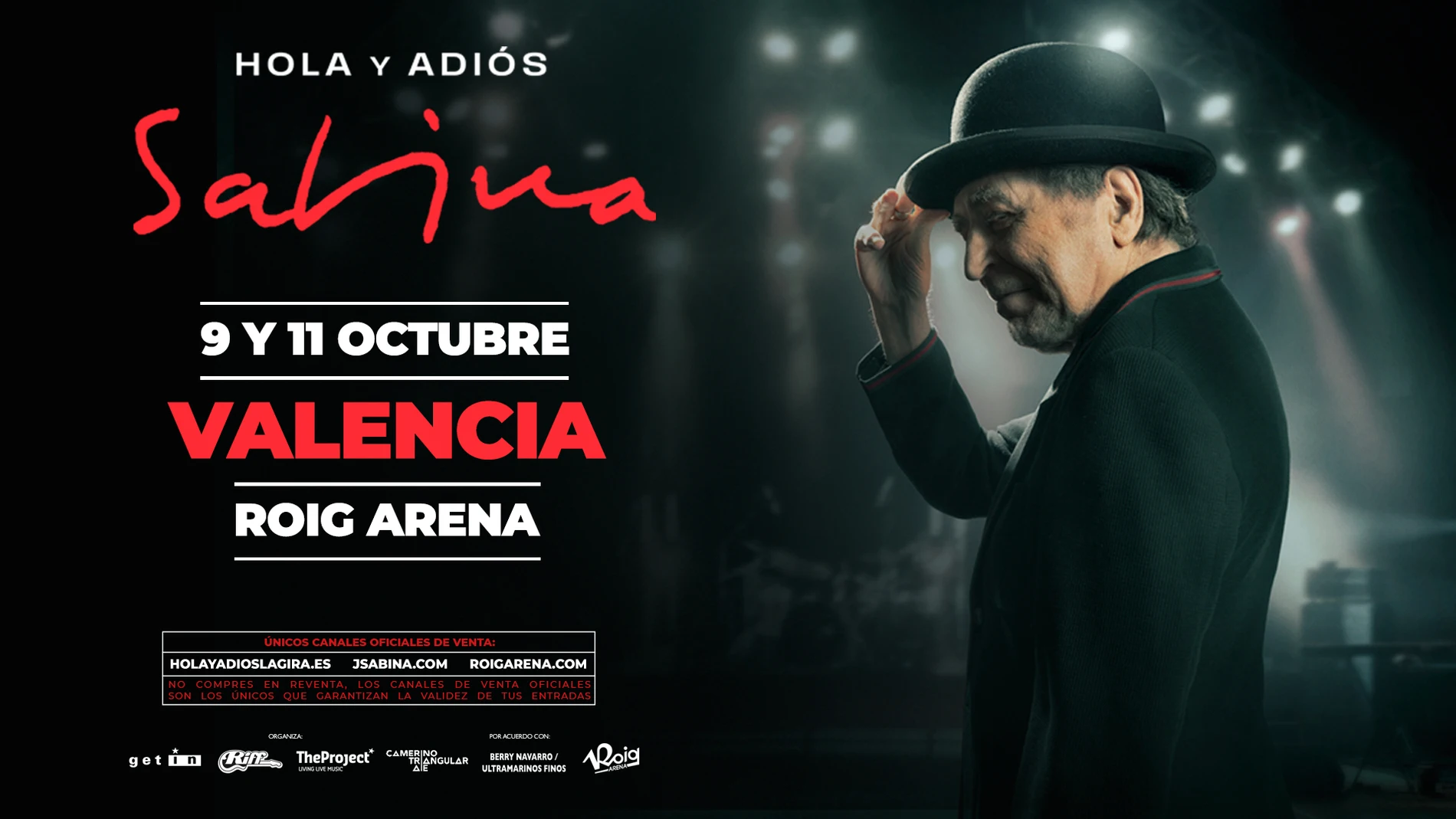 Joaquín Sabina actuará en el Roig Arena, de Valencia, los días 9 y 11 ...