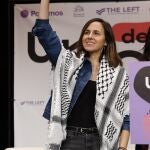 MADRID, 19/10/2024.- La secretaria general de Podemos, Ione Belarra, ha intervenido este sábado en el acto central 'Cambiar todo lo que no podemos aceptar', del encuentro 'Uni de otoño' organizado por Podemos en el Teatro Fernando de Rojas. EFE/Chema Moya