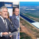 (i) El ministro del Interior, Fernando Grande-Marlaska (d) Vista aérea del aeropuerto de Ciudad Real