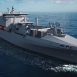 Recreación del aspecto que tendrá el buque de Navantia para la Royal Navy