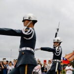 Taiwanese people gather at Liberty square in Taipei