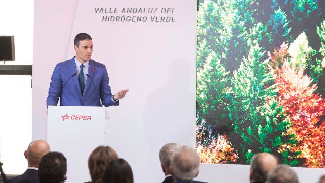 Pedro Sánchez, durante la presentación del Valle Andaluz del Hidrógeno Verde