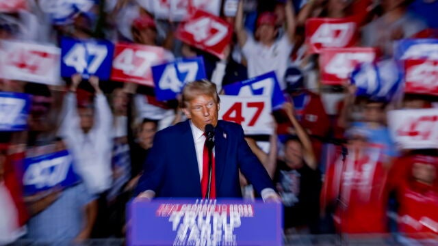 Republican presidential nominee Donald Trump campaigns in Atlanta, Georgia