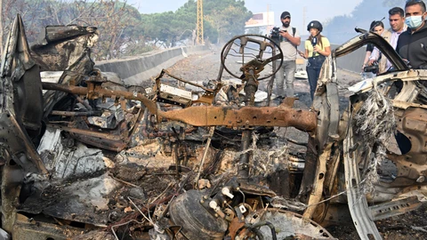 Israeli airstrike on a vehicle in the Lebanese town of Kahaleh