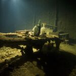 Restos de un buque de carga japonés hundido en 1944 en la laguna Truk (islas Chuuk)