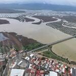 Vista aérea del río Barbate a su paso por este término municipal