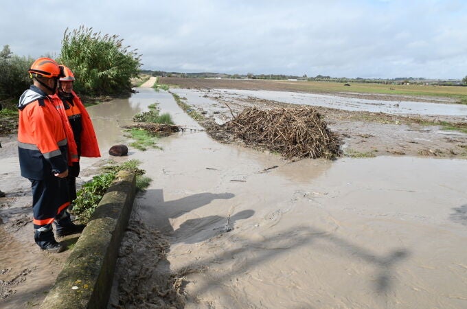 Zona anegada de agua por las lluvias en San Isidro del Guadalete, Jerez de la Frontera