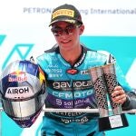 David Alonso, en el podio del circuito de Sepang