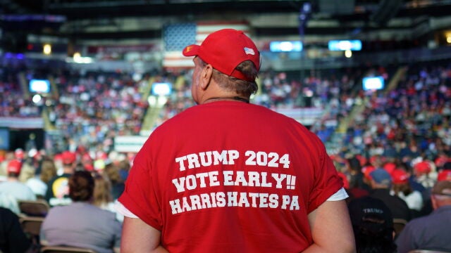 Former US President Donald Trump holds a rally in Reading, Pennsylvania