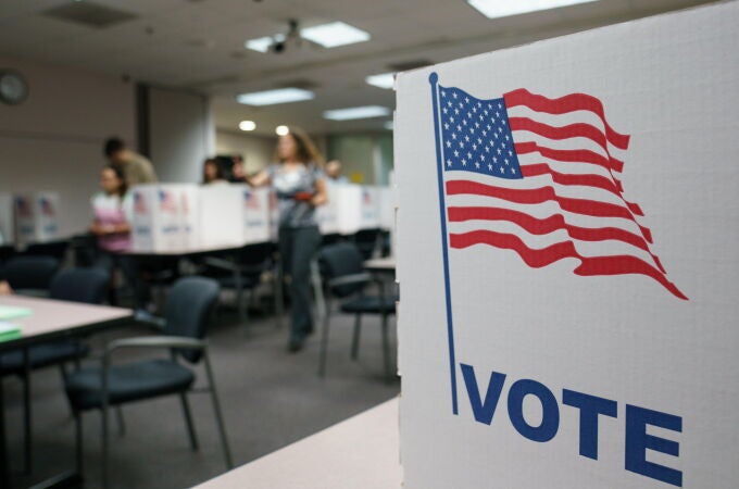 People vote for the 2024 US presidential elections in Virginia