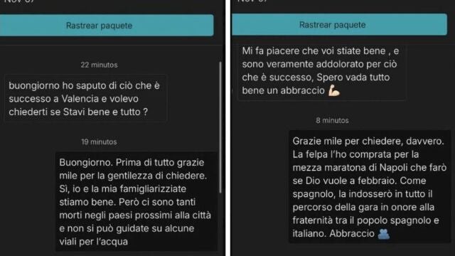 El gesto de solidaridad de un italiano con el pueblo valenciano, con motivo de la DANA, al comprar ropa por Vinted: "Espero que todo esté bien, un abrazo"