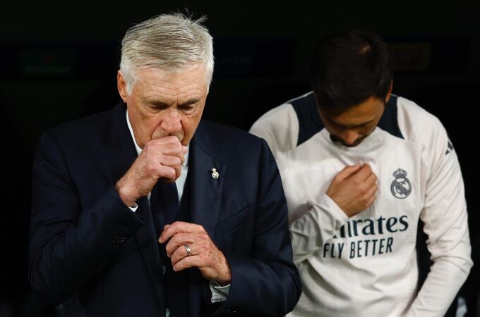 Ancelotti y Davide, justo antes de arrancar el partido ante el Milan