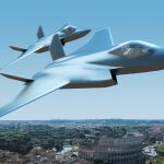 Modelo del futuro avión de combate del programa GCAP entre Italia, Japón y Reino Unido