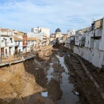 La parte baja del barranco del Gayo, con viviendas afectadas a ambos lados del barranco