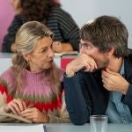 Yolanda Díaz y Ernest Urtasun, ayer, durante la reunión del grupo coordinador de la asamblea de Sumar