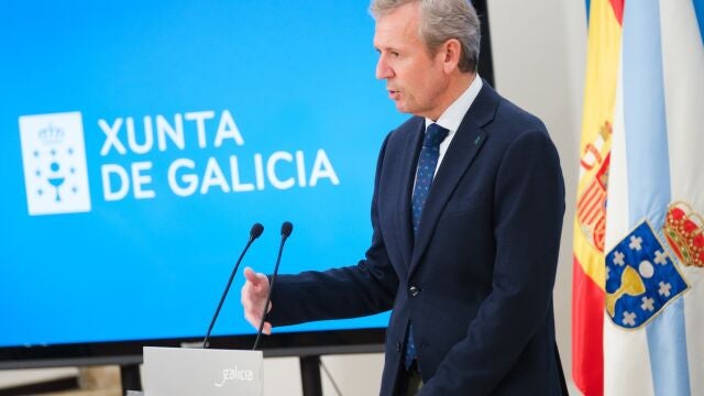 El presidente de la Xunta, Alfonso Rueda, comparece tras el Consello en Noia (A Coruña).