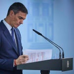 El presidente del Gobierno, Pedro Sánchez comparece en Moncloa después de la reunión del Consejo de Ministros 