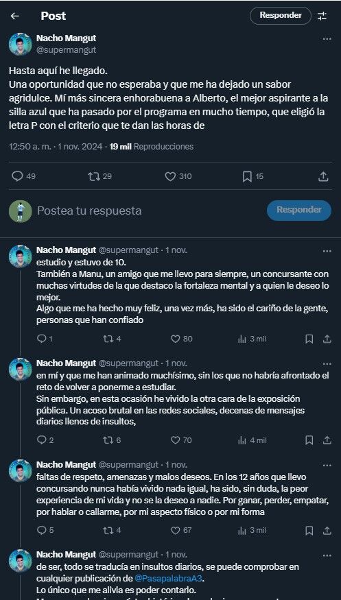 Hilo en X de Nacho Mangut