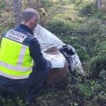 Un policía autonómico con el ara. 