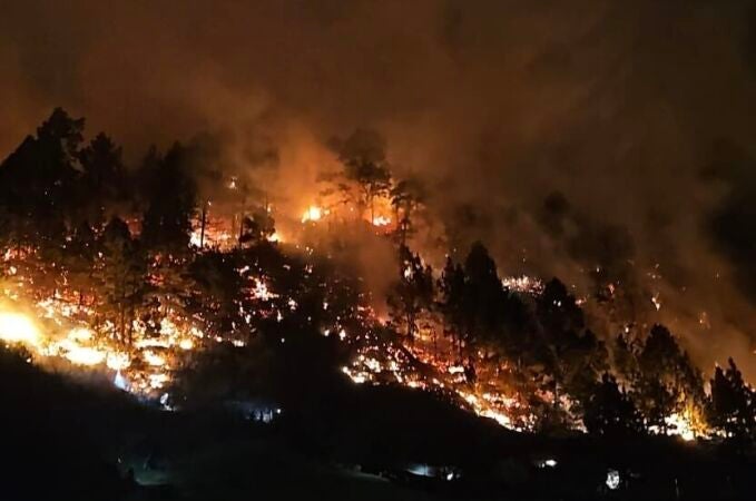 Perimetrado el espacio afectado en el entorno de la Montaña Valencia por un incendio en El Paso (La Palma)