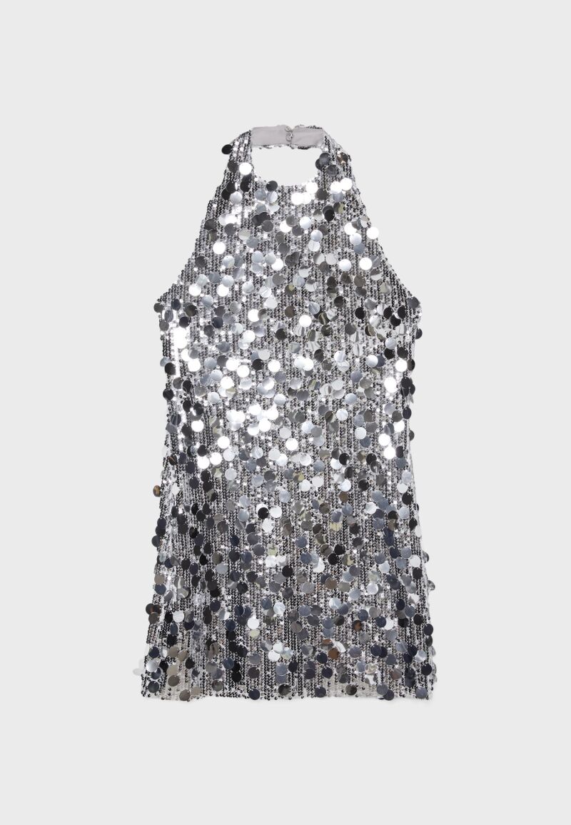 Vestido corto halter lentejuelas