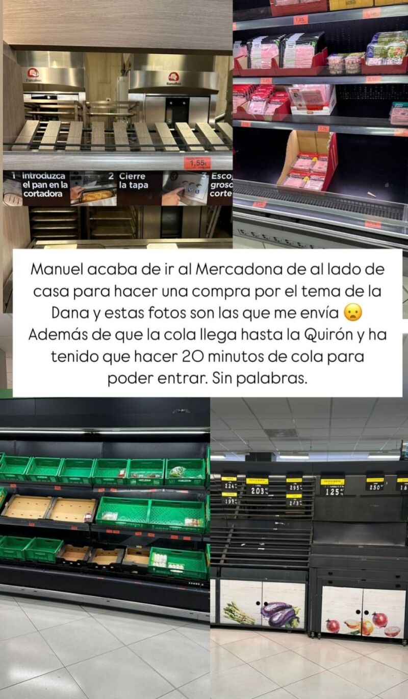 Rocío Flores muestra un supermercado sin existencias en Málaga