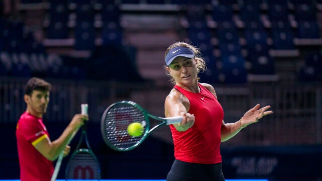 Paula Badosa, en un entrenamiento en Málaga previo a la Billie Jean King Cup