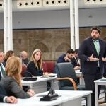 El presidente de la Comunidad, Fernando López Miras, compareció hoy en el pleno de la Asamblea Regional