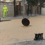 Una calle de Málaga inundada al paso de la DANA