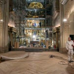 Obras de restauración de la iglesia de Sant Sever en Barcelona