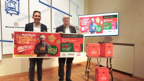El diputado de promoción Agroalimentaria, Moisés Santana, y el presidente de FECOSVA, Jesús Herreras, presentan la campaña