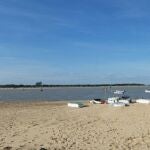 Desembocadura del río Guadalquivir en Sanlúcar de Barrameda (Cádiz)