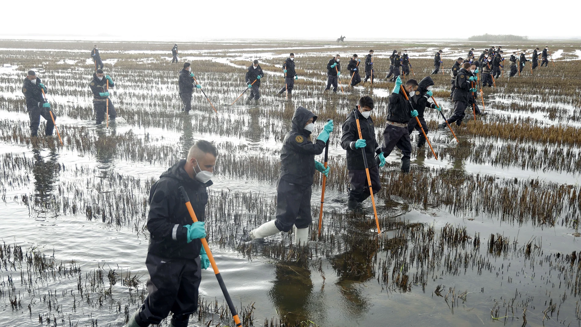 Efectivos de la Guardia Civil continúan este viernes con las labores de rastreo y búsqueda de desaparecidos en la localidad valenciana de Silla, zona afectada por la dana en Valencia.