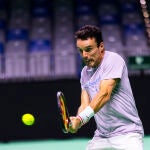 Roberto Bautista, durante un entrenamiento para la Copa Davis 2024 en Málaga