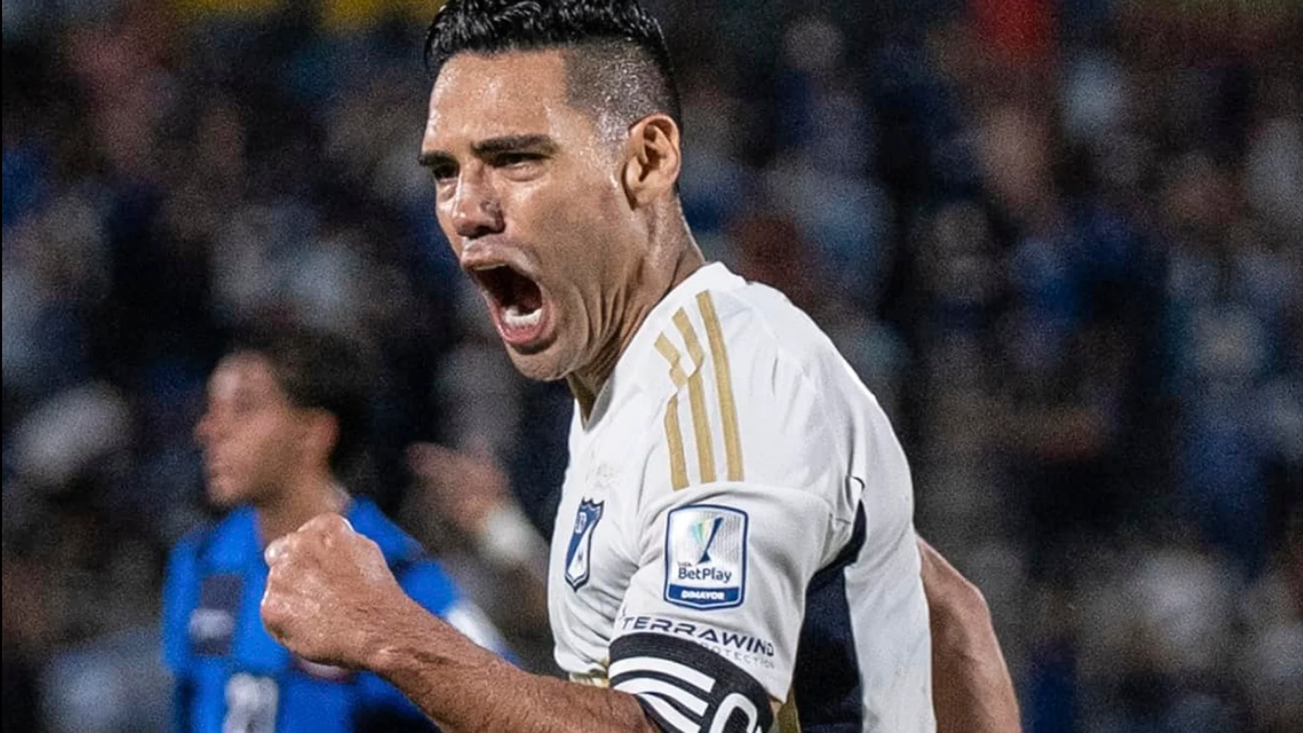 Falcao García en la celebración de su gol 347 como profesional.