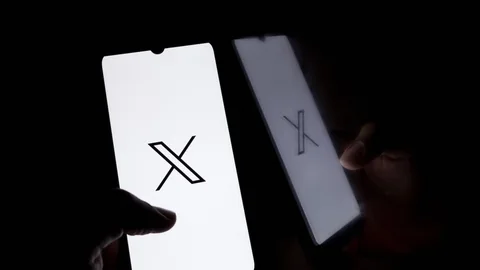 The Twitter (X) logo displays on a smartphone screen