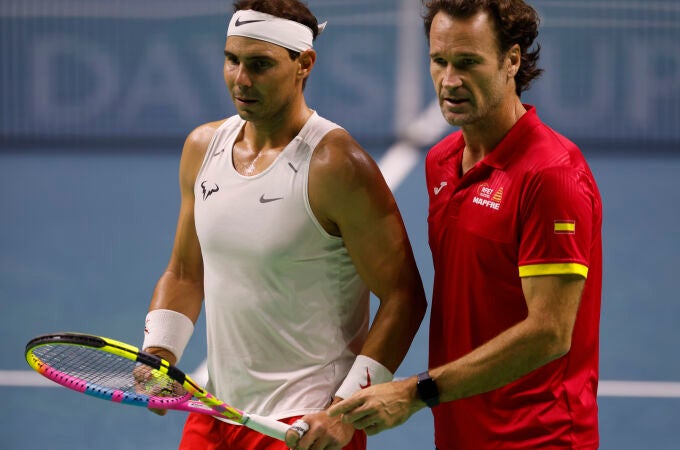 Entrenamiento del equipo español de tenis previo a las finales de Copa Davis