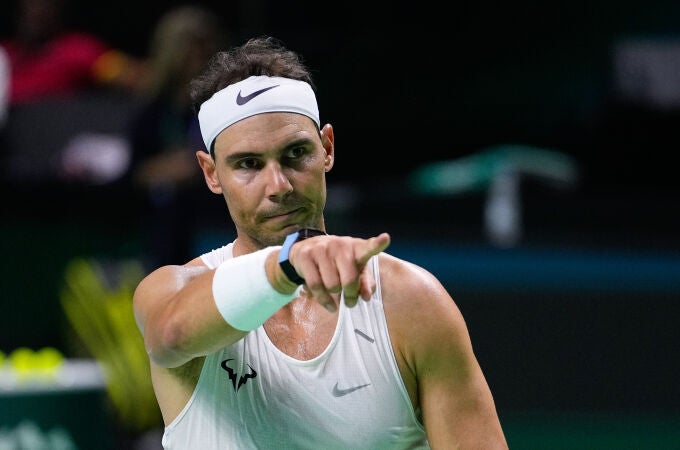 Rafa Nadal en uno de los entrenamientos para la Copa Davis 2024. 